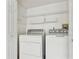Functional laundry room with a modern washer and dryer set, shelving, and ample space at 2933 Birmingham Blvd, Orlando, FL 32829