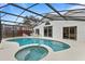 Inviting backyard pool and spa with a screened enclosure and patio area at 3018 Bransbury Ct, Kissimmee, FL 34747