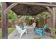 Backyard gazebo with a ceiling fan and seating around a decorative table, perfect for outdoor relaxation at 1135 Thunder Trl, Maitland, FL 32751