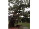 Scenic backyard featuring a large oak tree with blooming flowers creating a tranquil outdoor space at 2223 Kilmer Ln, Apopka, FL 32703