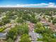 An aerial view of a residential area highlighting homes nestled among mature trees, some with backyard pools at 404 Broadview Ave, Altamonte Springs, FL 32701