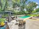 Backyard featuring a pool, covered gazebo with seating, and lush greenery for relaxation at 404 Broadview Ave, Altamonte Springs, FL 32701