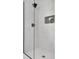 Modern shower with sleek tiles, black hardware, and a built-in niche for storage and decor at 550 Eagle Dr, Daytona Beach, FL 32117
