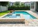 Beautiful pool and spa with stone accents, surrounded by a well-maintained brick patio at 682 Canopy Estates Dr, Winter Garden, FL 34787