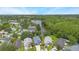 Aerial view showcasing a tranquil community surrounding a winding lake at 104 Yorktown Pl, Sanford, FL 32771