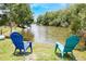 Inviting waterfront view with two chairs perfect for relaxing by the water at 104 Yorktown Pl, Sanford, FL 32771