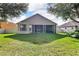 This home has a large backyard with a well-maintained lawn and a screened-in porch at 1560 Canopy Pasture Dr, St Cloud, FL 34771