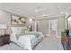 Inviting main bedroom with soft carpet, tray ceilings, and artwork, providing a comforting retreat at 1597 Katie Cv, Sanford, FL 32771