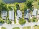 Overhead aerial view of the house and surrounding area, with the lake just a few steps away at 172 Clear Lake Cir, Sanford, FL 32773