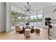 Sunlit living room with modern décor, floor-to-ceiling windows, and a view of lush greenery outside at 1760 Mondrian Cir, Winter Park, FL 32789