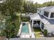 Aerial view showcasing the pool, patio, and lush backyard of this modern residence at 1781 Pine Ave, Winter Park, FL 32789