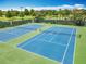 Outdoor tennis courts with blue surface and green surroundings, perfect for recreational play in a sunny setting at 3944 Atrium Dr # 4, Orlando, FL 32822
