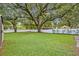 Spacious backyard with healthy green grass, mature trees, and a white fence for privacy at 727 Seminole Ave, Orlando, FL 32804