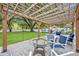 Outdoor patio features a pergola with string lights, a patterned concrete pad, and comfortable seating at 727 Seminole Ave, Orlando, FL 32804