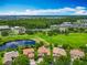 An aerial view showing a home next to a golf course, pond, and shopping centers at 9942 Hatton Cir, Orlando, FL 32832