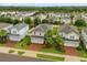 Wide aerial of well maintained single Gathering homes in neighborhood with manicured lawns at 17416 Painted Leaf Way, Clermont, FL 34714