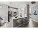 Modern kitchen with stainless steel appliances, island with seating, and grey cabinets at 3824 Blue Dasher Dr, Kissimmee, FL 34744