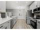 Modern kitchen with stainless steel appliances, quartz counters and gray cabinets at 3824 Blue Dasher Dr, Kissimmee, FL 34744