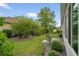 Lush backyard with landscaped garden beds, mature trees, and a beautifully maintained lawn area at 8336 Sw 77Th Ct, Ocala, FL 34476