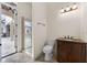 Elegant bathroom featuring a glass walk-in shower and vanity at 8814 Southern Breeze Dr, Orlando, FL 32836