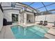 Beautiful screened-in pool area with a covered patio and lounge chairs for relaxation at 9061 Dogleg Dr, Davenport, FL 33896