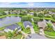 Expansive aerial view showcasing the residential neighborhood, a lake, and the home's prime location at 10836 Tilston Pt, Orlando, FL 32832