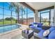 Relaxing screened patio area with comfortable outdoor furniture and a view of the pool at 13404 Bradwater Ct, Orlando, FL 32828