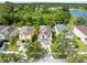 Aerial view of the house showcasing its well-manicured lawn, complementing neighborhood and tranquil lakeside surroundings at 15324 Black Lion Way, Winter Garden, FL 34787