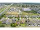 Birds-eye view of neighborhood showcasing proximity to commercial area, well-maintained lawns, and modern residential architecture at 245 Bella Verano Way, Davenport, FL 33897