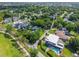 Aerial neighborhood view of home with a pool in a well-manicured, verdant area at 3637 Dubsdread Cir, Orlando, FL 32804