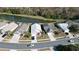 Aerial view showcasing a residential neighborhood with well-maintained homes and access to a tranquil pond at 4700 Prairie Point Blvd, Kissimmee, FL 34746