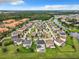 Community aerial view featuring lush landscapes, attractive houses, and a serene water feature at 4993 Southlawn Ave, Orlando, FL 32811