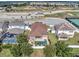 Aerial view showcasing a home with pool in a community setting near parks, sports fields, and convenient amenities at 5018 Tupelo Ct, Minneola, FL 34715