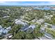 Charming neighborhood featuring lush green trees and a beautiful waterway in this aerial view at 507 S Pine St, New Smyrna Beach, FL 32169