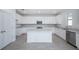 Modern kitchen boasts white cabinets, stainless steel appliances, granite countertops and a large island at 9199 Waverly Walk Dr, Orlando, FL 32817