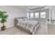 Serene bedroom with a plush bed, tray ceiling, and large windows for natural light at 9422 Jaywood Rd, Winter Garden, FL 34787