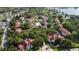An aerial shot showcasing a community featuring numerous residential buildings, a pool, and mature trees at 11568 Westwood Blvd # 1015, Orlando, FL 32821