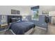 Cozy bedroom with blue accent wall, comfortable bed, and natural light from the window at 1219 Normandy Dr, Haines City, FL 33844