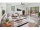 Bright living room featuring a modern rug, stylish furniture, and large sliding glass doors to the patio at 1404 Oak Pl # A, Apopka, FL 32712