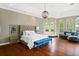 This spacious main bedroom is complete with hardwood floors and an adjacent seating area with large bright windows at 2357 Alaqua Dr, Longwood, FL 32779