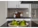 Close-up of a stylish kitchen countertop with decorative items, granite surface, and cabinets in the background at 9670 Cypress Pine St, Orlando, FL 32827