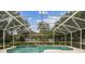 Inviting screened-in pool surrounded by lush greenery and mature landscaping at 10080 Cove Lake Dr, Orlando, FL 32836