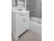 Bathroom featuring a vanity with a sink, tile flooring, and a shower/tub combo at 1021 N Forest Ave, Orlando, FL 32803
