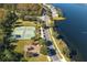 Scenic aerial view featuring community amenities, including a playground, tennis court, and a tranquil lake at 10350 Lake District Ln # S, Orlando, FL 32832