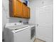 Convenient laundry room featuring a washer, dryer, and overhead cabinets for storage at 204 Cotswold Cir, Davenport, FL 33837