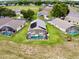 Aerial view of the backyard and the screened pool at 318 Langham Dr, Davenport, FL 33897