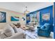 Bright living room features stylish seating, decor, and natural light from the backyard at 424 Ocean Course Ave, Davenport, FL 33896