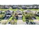 An aerial view displays a charming neighborhood with neatly arranged houses and green spaces at 8622 La Isla Dr, Kissimmee, FL 34747