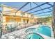 The screened-in pool, spa, and outdoor lounge area create an ideal setting for outdoor living and entertainment at 8622 La Isla Dr, Kissimmee, FL 34747