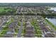 Aerial view of the community showcasing the neighborhood layout, homes, and a picturesque pond at 10078 Hampshire Oaks Dr, Orlando, FL 32825
